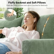 87 Corduroy Sofa,3 Seater Sofa with Extra Deep Seats,Neche Comfy Upholstered Couch for Living Room,2 Pillows,Green