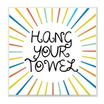 Stupell Industries Kids' Hang Your Towel Bathroom Rules Rainbow Stripes Typography Painting Unframed Art Print Wall Art, 12 x 12