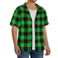 thumbnail image 2 of Kdxio Men'S Hawaiian Shirt For Men Short Sleeve Shirt Buffalo Plaid Green Black Summer Casual Holiday Beach Button Down T-Shirts, 2 of 5