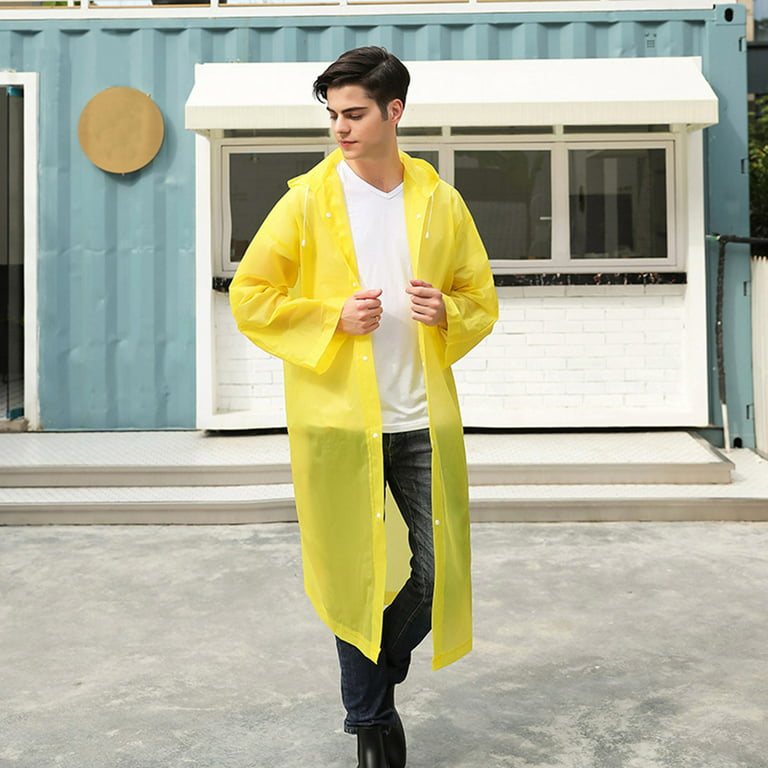 YOTMKGDO Rain Jacket Men, Rain Coat for Adults Teens Unisex Raincoat Button  Reusable Fashion Jacket Hooded Coat Rain Umbrella, Yellow