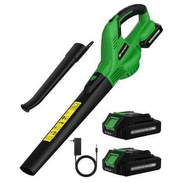 Firstness Leaf Blower Cordless, Max 21V 135MPH Leaf Blowers with 2 Battery and Charger,18000RPM for Lawn Care, Patio, Garden Cleaning(Green)