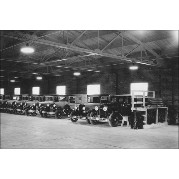24"x36" Gallery Poster, Official car storage in federal garage, Boulder City. 1932