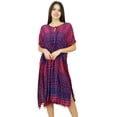 thumbnail image 1 of Bimba Caftan Imprimé pour Femmes de Designer avec Pompon, Couvre-Maillot de Plage, Robe Kaftan Chic, 1 of 7