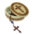 thumbnail image 1 of Roman 23" Byzantine Blue and Amber 6mm Glass Beaded Rosary with Keepsake Box, 1 of 3