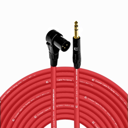 Right Angle XLR Male to 1/4" TRS Male - 200 Feet - Red - Pro 3-Pin Microphone Connector for Powered Speakers, Audio Interface or Mixer for Live Performance & Recording