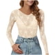thumbnail image 3 of TaTaai Women's Openwork Long Sleeve Blouse, Sheer Loose Top with Decorative Pattern, Soft Flowy Fabric, Spring Casual Wear, Elegant Party and Vacation Attire Gift, 3 of 5