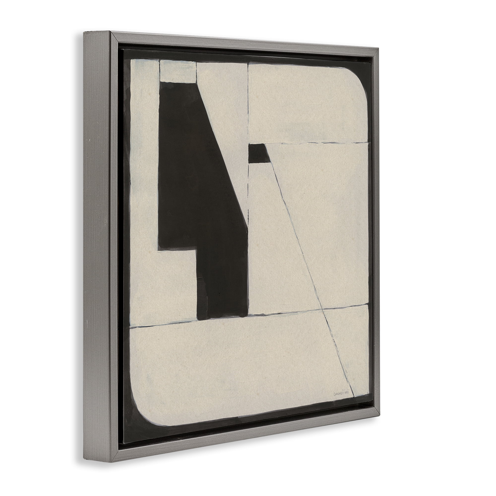 Stupell Industries Someday Soon Composition Abstract Painting Gray Floater Framed Canvas Art Print Wall Art, 25 x 25