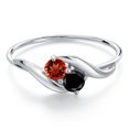 thumbnail image 3 of Gem Stone King 10K White Gold Round Red Garnet and Black Diamond Ring for Women (0.37 Cttw, Round 3.5MM, Gemstone January Birthstone, Size 6), 3 of 6