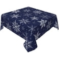 thumbnail image 2 of Christmas Tablecloth Square 60×60 Inch Blue Snowflake Winter Table Cloth Water Resistant Fabric Table Covers for Kitchen Dining Small Tablecloth for Party Home Decor, 2 of 5