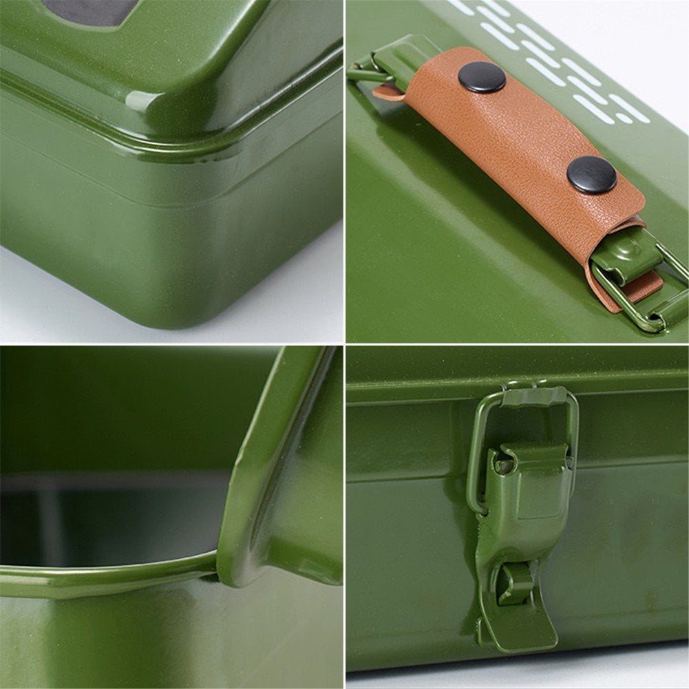 Vjnyvs Metal Tool Box, Multifunction Iron Toolbox, Portable Tool Box with Stickers Repair Tool Storage Box Container with Metal Latch for Tool Storage