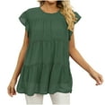 thumbnail image 1 of GigrtiJin Blouses pour Femmes Habillées Décontractées à Volants Manches Courtes T-Shirts Col Rond Basiques Unis Hauts d'Été Tendance, 1 of 5