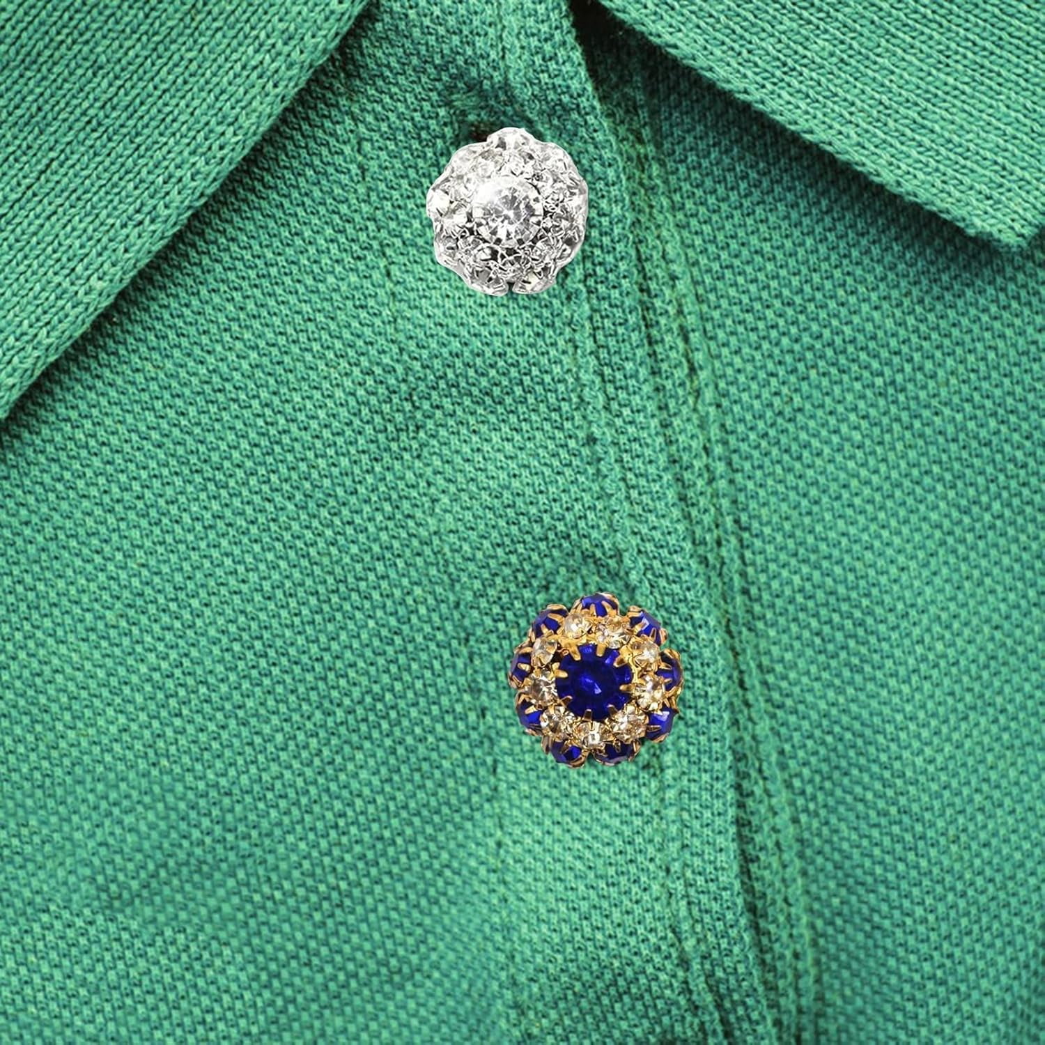 10PCS Rhinestone Button Covers,Crystal Buttons for Clothing,Detachable Shirt Button Clips Buttons Jewelry,Button Snaps with Pliers Press,Decorative Buttons for Dress Suit Tux Shirt Accessories