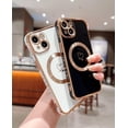 thumbnail image 4 of Compatible with iPhone 14 Case 2022, Compatible with MagSafe Heart Plating Camera Protection Phone Case for Women Girls Shockproof Compatible with iPhone 14 Case 6.1inch (Black), 4 of 12