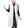 thumbnail image 5 of ZQUUVOU Women's Long Sleeveless Puffer Vest with Hood Fall Winter Lightweight Warm Quilted Jackets Button Zip Down Coat White, 5 of 8