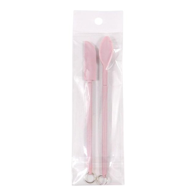 Mini telescópica de silicona, 2 uds., para comida reutilizable, para recoger cosméticos, maquillaje, la de cocina, tarro Rosado perfecl Cuchara telescópica