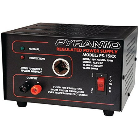 PYRAMID PYRPS15KXB 10 Amp 13.8-Volt Power Supply with Cigarette Lighter Adapter