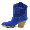 thumbnail image 1 of Forever Women Cowgirl Cowboy Western Ankle Boots Pointy Toe Rhinestone Bling Short Booties RIVER-01 Royal Blue 6.5, 1 of 3