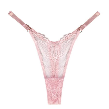

ZMHEGW Seamless Underwear For Women Thin Camisole Lace Jacquard Hollow Out Low Waist T Pants Women s Panties