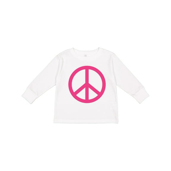 Inktastic Pink Peace Sign Girls Long Sleeve Toddler T-Shirt