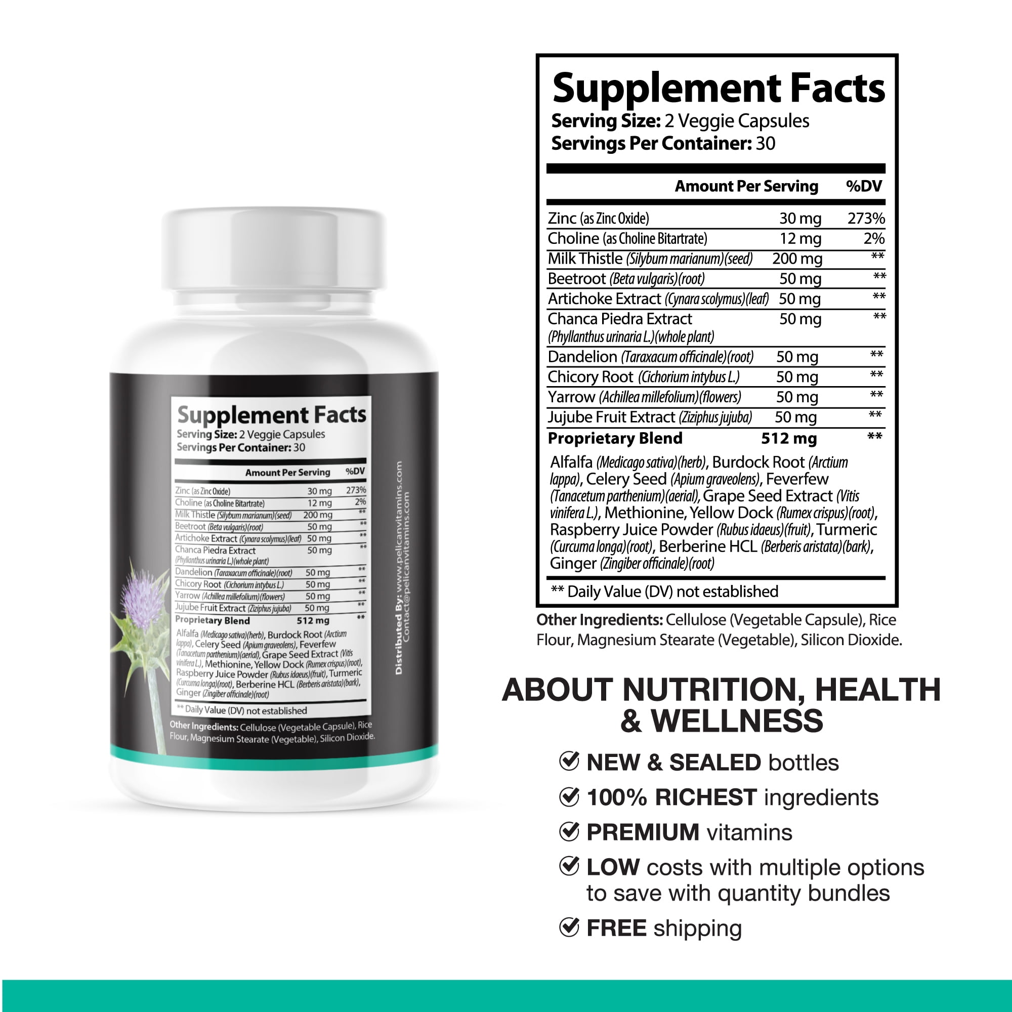 Livertox- Liver Detoxifier/Digestive Enzymes/Metabolism- 2 Bottles- 120 Capsules- Dr. Pelican
