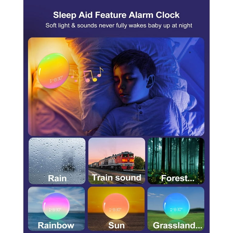 Homgreen Sunrise Alarm Clock for Heavy Sleepers, Wake Up Light with Sunrise/Sunset  Simulation, Dual Alarms & Natural Sounds, Snooze & Sleep Aid, FM Radio,  Ideal for Gift 