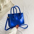 thumbnail image 1 of Bolso de mujer Bolso cuadrado pequeño de moda Bolso de mano sólidos de cuero PU (Azul), 1 of 8
