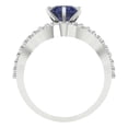 thumbnail image 4 of Clara Pucci 14K White Gold 1.57 Simulated Blue Sapphire Engraveable Engagement Ring + Wedding Band Set, 4 of 7