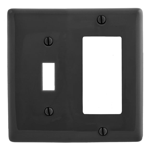 Hubbell NP126BK Black Standard 2-Gang Toggle Decorator GFCI Unbreakable Plastic Cover Wallplate