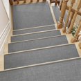 thumbnail image 2 of Stair Treads Matching Mat Non Slip Indoor, Square Stair Treads Carpet Rubber Backing, Reusable Stair Treads for Wooden Steps, Washable Stair Rugs for Kids and Pets 31"x31" Grey, 2 of 8