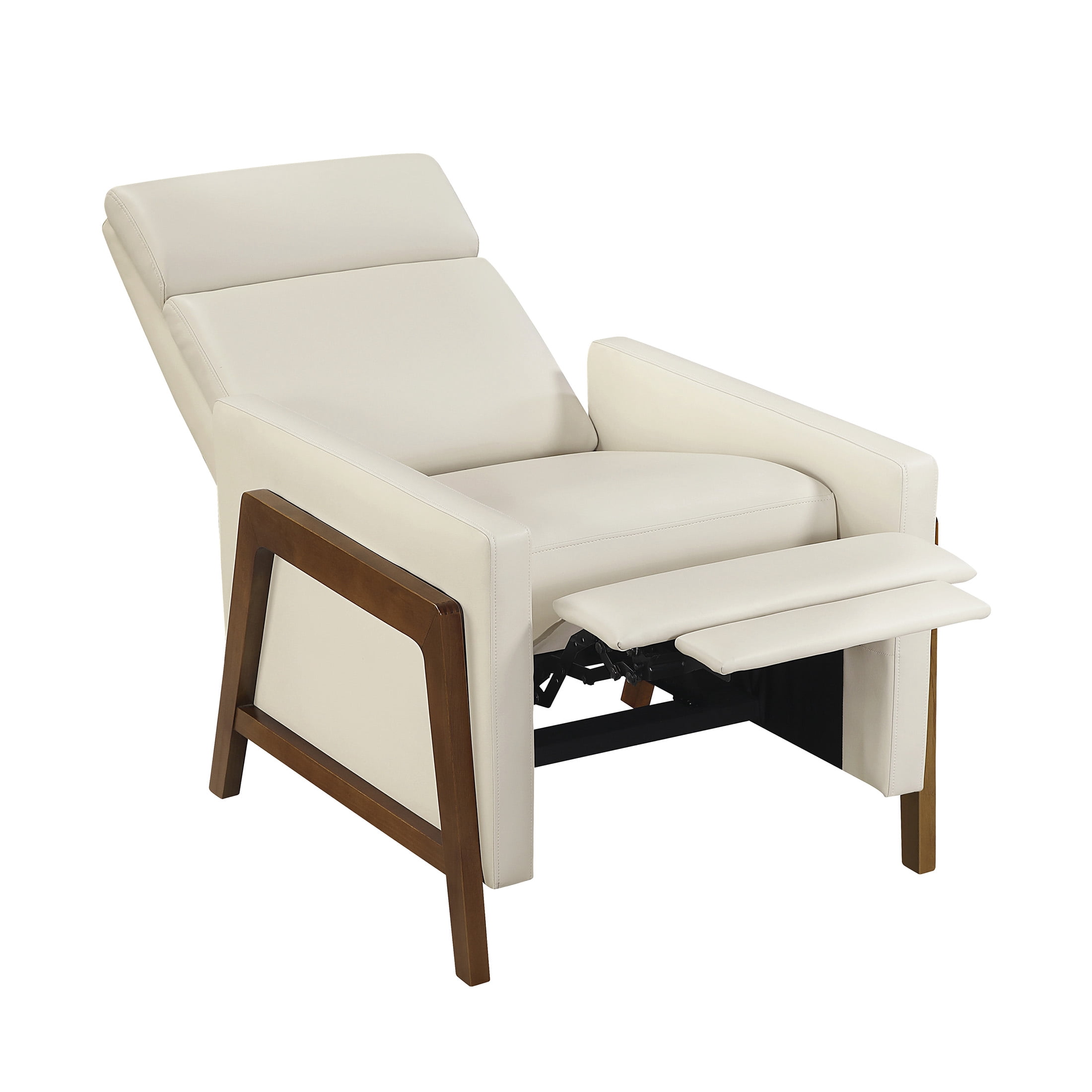 OakvillePark Velora Faux Leather Push Back Manual Reclining Chair, Light Beige