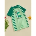 thumbnail image 4 of Yunliwuli Kids Boys Summer Swimwear Casual Dinosaur Print Short Sleeve Monokini Swimsuit Beachwear Bathing Suit, 4 of 10