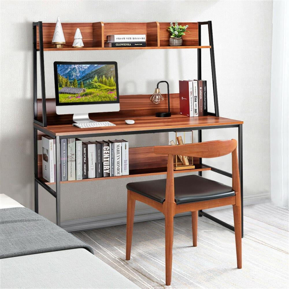 Demi Bonn 47" Computer Desk Writing Study Table Workstation, Gaming Workstation Home Office Desks, Brown