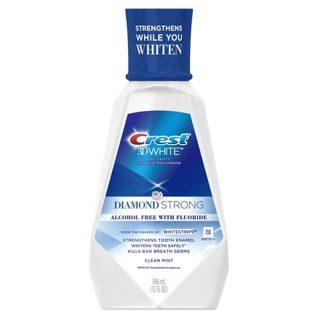 - Crest 3D White Diamond Strong Alcohol Free Fluoride Mouthwash, Clean Mint, 946 mL