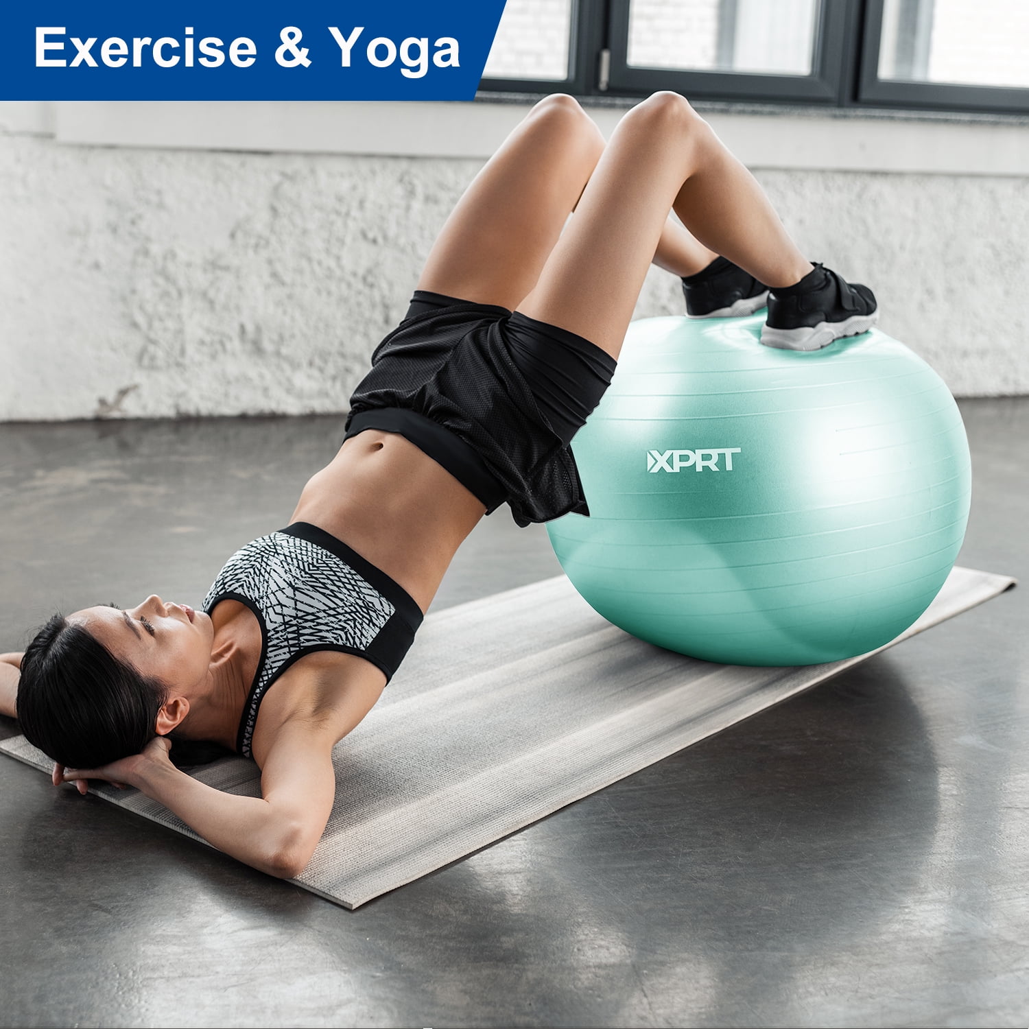 XPRT Fitness Exercise and Workout Ball, Yoga Ball Chair, Great for Fitness, Balance and Stability Extra -Thick with Quick Pump