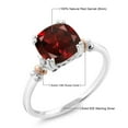 thumbnail image 6 of Gem Stone King 925 Sterling Silver and 10K Rose Gold Red Garnet Engagement Ring for Women (2.74 Cttw, Gemstone Birthstone, 8X8MM Cushion, Available 5,6,7,8,9), 6 of 6