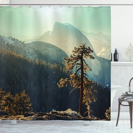 Yosemite National Park Shower Curtain - Serene Misty Morning Print for American Bathrooms