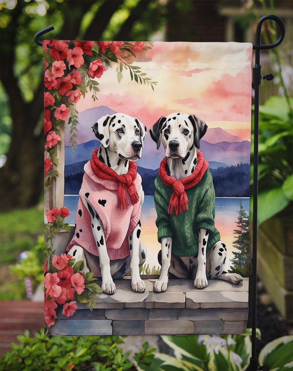 Dalmatian Two Hearts Garden Flag 11.25 in x 15.5 in