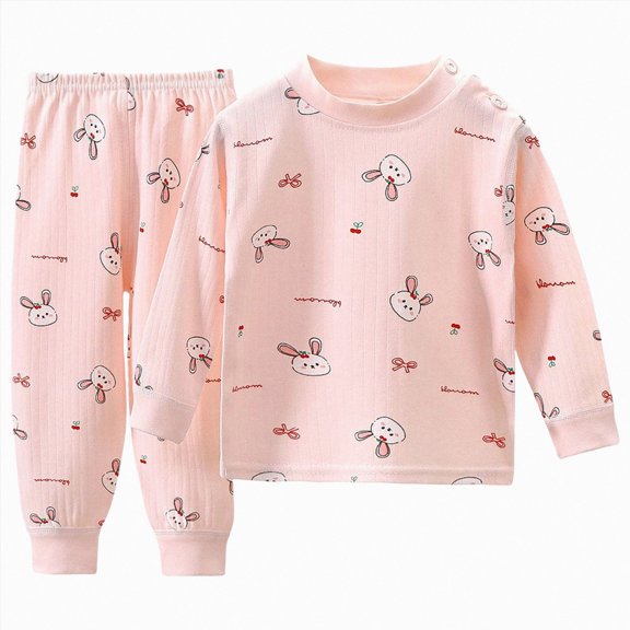 NOLDARES Baby Infant Girl Clothes Fall Winter Outfits Long Sleeve Soft Tee and Elastic Waist Pants 2pcs Set for Play(Light Pink,5-6 Y)