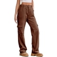 thumbnail image 1 of Pantalones Cargo for mujer, pantalones elásticos de cintura alta, pantalones de viaje de pierna ancha, pantalones casuales holgados, ropa de calle de senderismo con múltiples bolsillos, 1 of 7