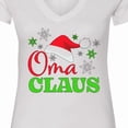 thumbnail image 4 of Inktastic Oma Claus with Christmas Santa Hat and Snowflakes Women's V-Neck T-Shirt, 4 of 5