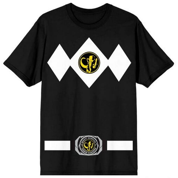 Power Rangers Black Ranger Men's Black Crew Neck Short Sleeve Cosplay Tee-Medium