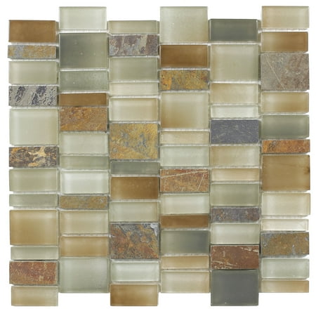MTO0178 Modern Slate Brown Gray Glossy Matte Glass Stone Mosaic