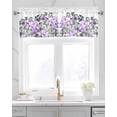 thumbnail image 2 of Black Purple Floral Linen Curtain Valance for Bedroom/Bathroom/Kitchen/Office/Living/Dining Room Windows, Geometric Art Minimalist White Rod Pocket Topper Decorative Cafe Drapes Panel 60"x18", 2 of 6