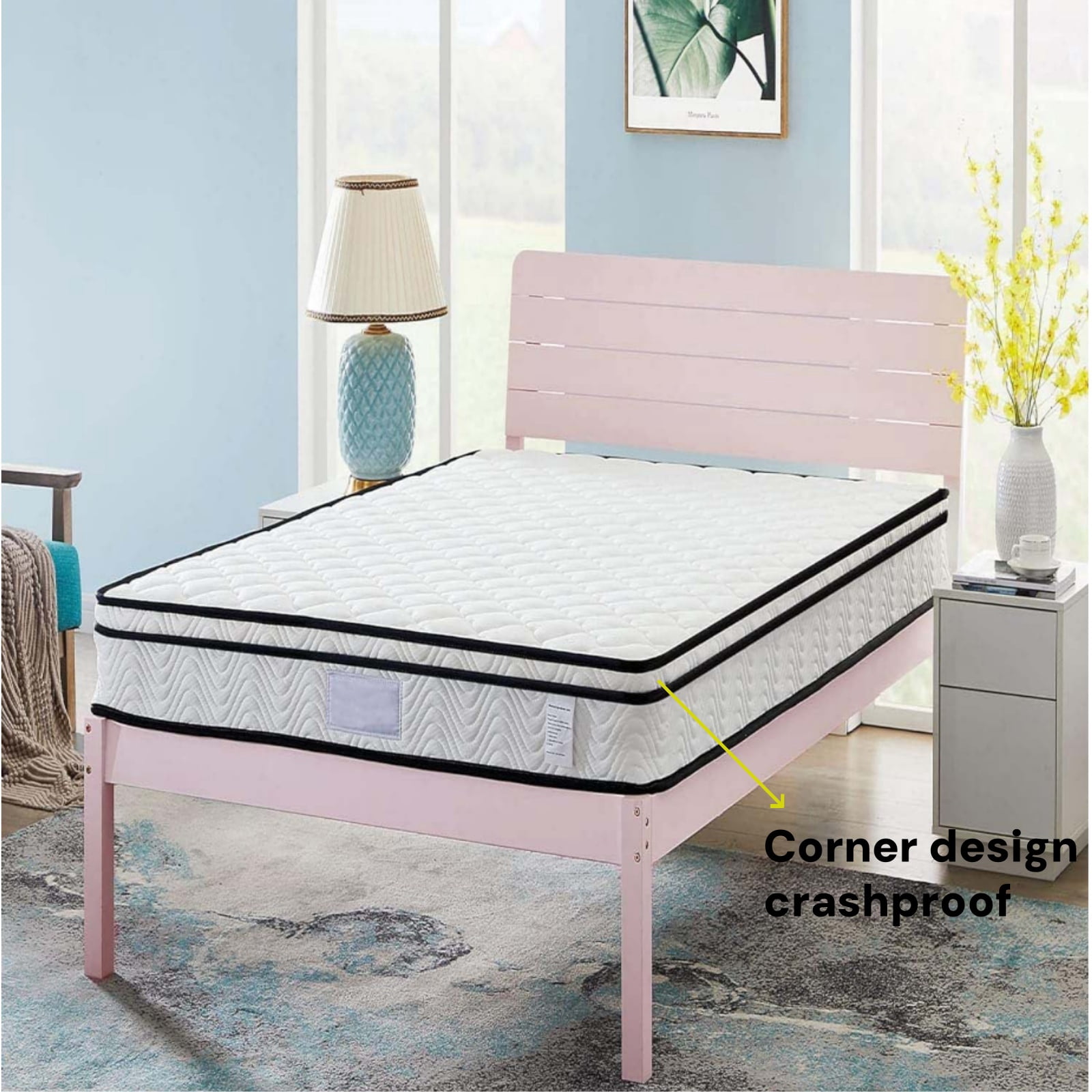 BMMB 10 inch Memory Foam Mattress, Medium-Firm Feel, Innerspring Hybrid Mattress, Twin, Adult