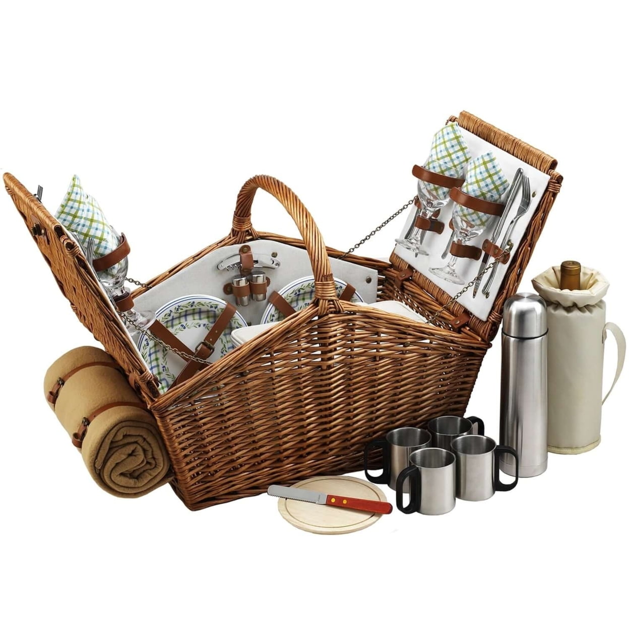 Picnic at Ascot Huntsman Basket for 4 w/coffee set & blanket