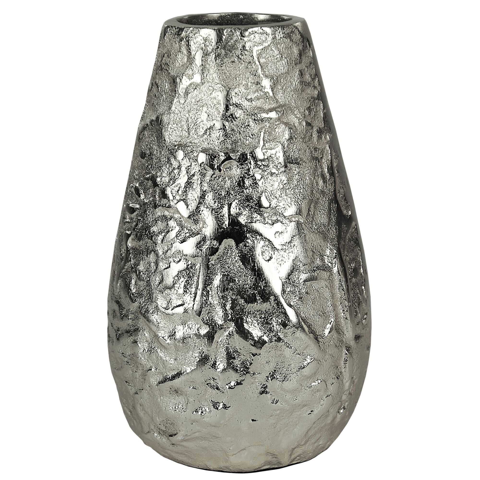 Metal vase with Textured Surface, Silver