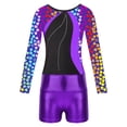 thumbnail image 3 of ZDHoor Girls Gymnastics Leotards Long Sleeve with Shorts Outfits Sparkle Dancewear Bodysuit Purple-A 6, 3 of 6