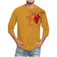 thumbnail image 1 of Camisas de Manga Larga para Hombres Imprimir Casual Cuello Redondo Blusa de Manga Corta, Camisas de Lino para Hombres, 1 of 4