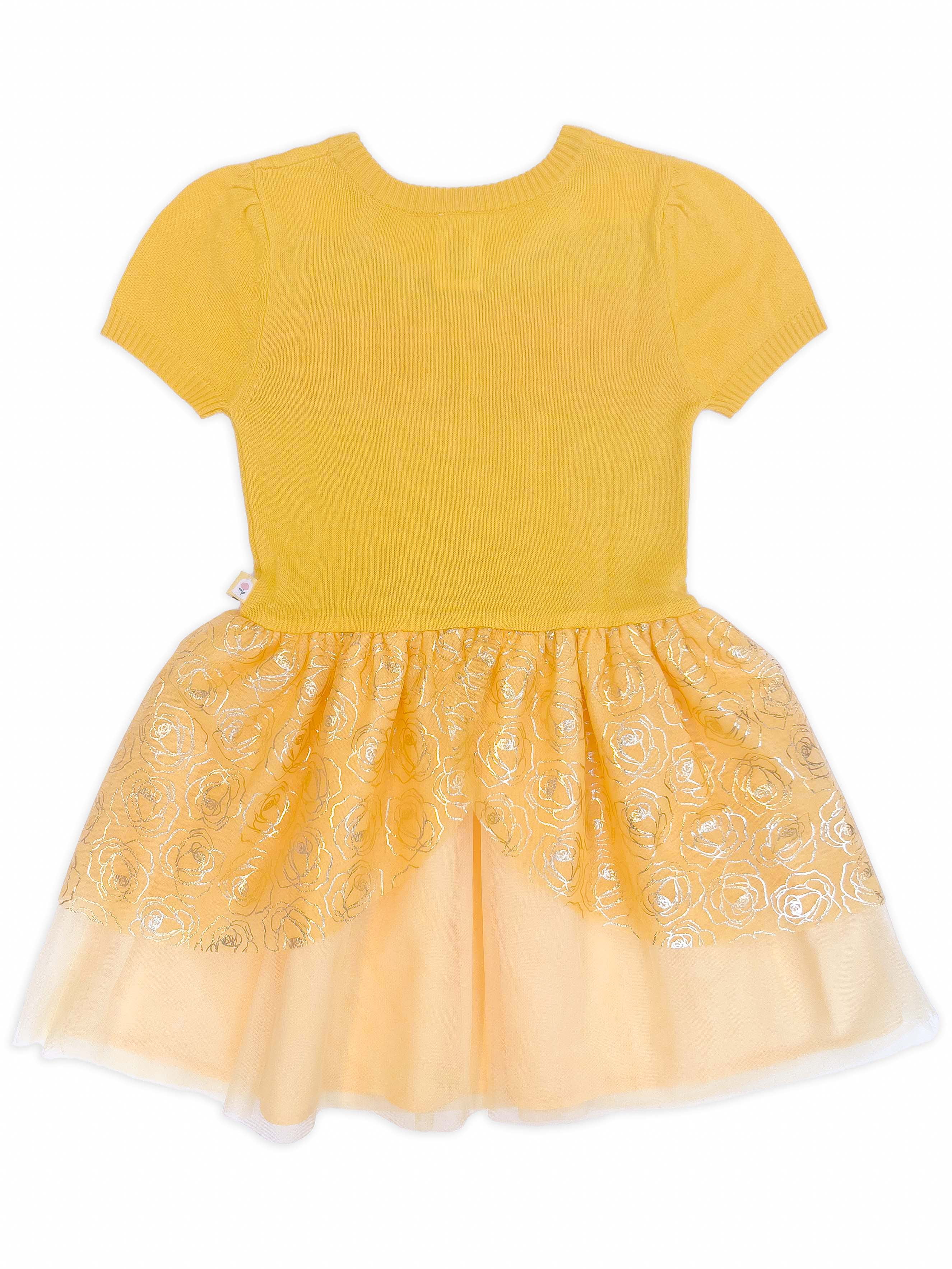 Girls Disney Princess Beauty and the Beast Belle Cosplay Short Sleeve Sweater Dress, Sizes 4-12