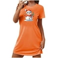 thumbnail image 2 of VgaVtl Orange Sleepshirt for Women Short Sleeve Womens Plus Size Nightgowns Soft Funny Christmas Print Loose Nightgowns, 2 of 3